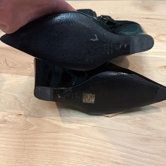 Stuart Weitzman Stuart 100 Black Patent Leather Wedge Boots - Picture 3 of 3